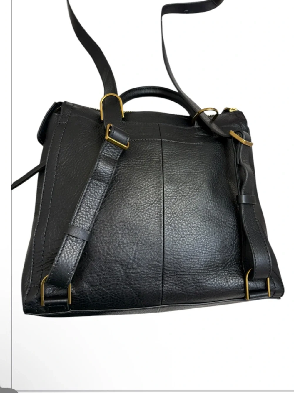 Fossil black leather parker convertible backpack bag